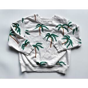 Girl's Pink Chicken Palm Tree Organic Cotton Crewneck Sweatshirt Size 6